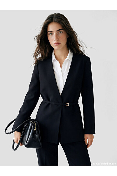 LC Waikiki Peak New Season V-Neck Belted Women's Blazer Jacket