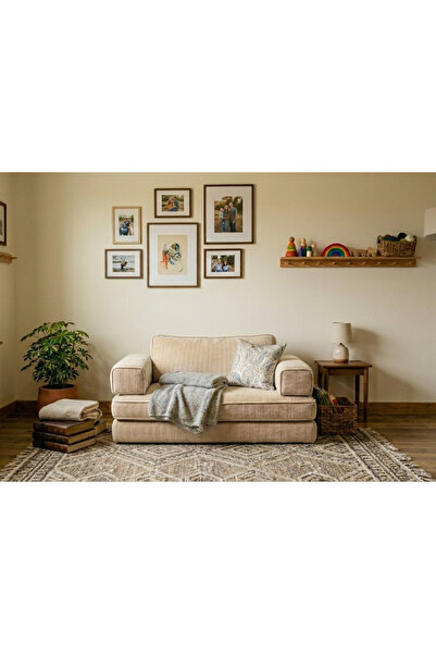 Puftic Küçük Alanlar İçin Büyük Konfor - Fitilli Kadife 2 Kişilik Koltuk Tama...