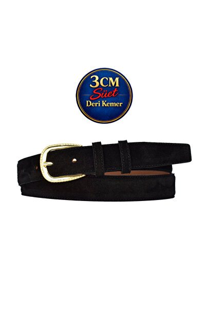 GoDeri Prava koža , 3 cm zlatna boja Sa kopčom , crna Antilop , prošivena kla...