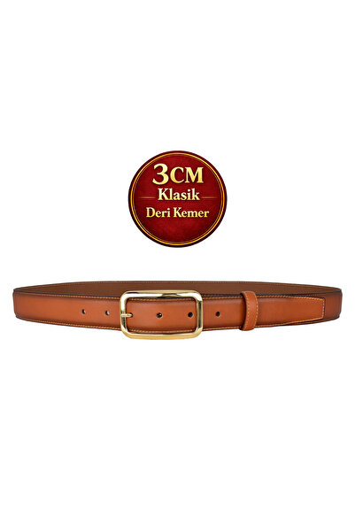 GoDeri Prava koža , 3 cm zlatna boja Sa kopčom , bež, šivani klasični ženski ...