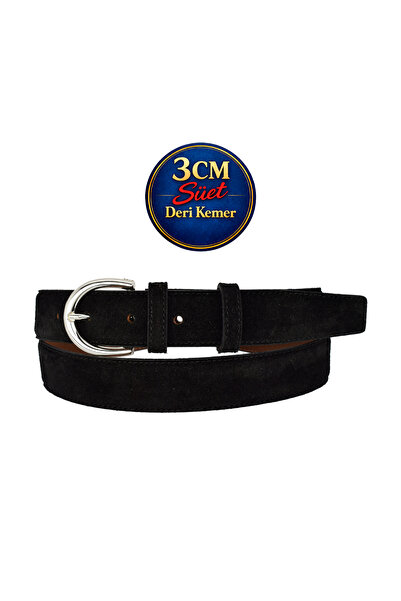 GoDeri Prava koža , 3 cm srebrne boje Sa kopčom , crna Antilop , prošivena kl...