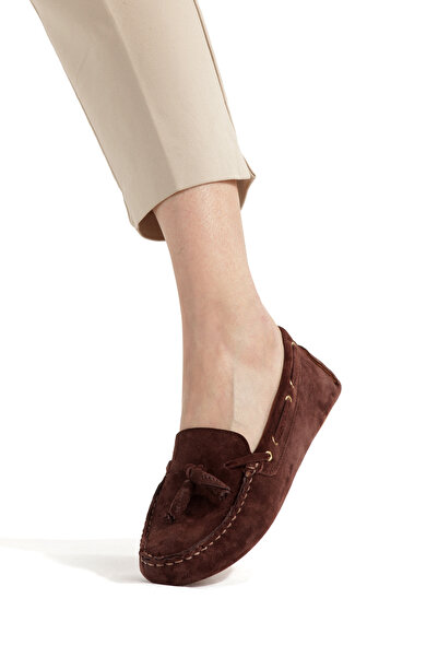 Ateş Γνήσια γυναικεία καθημερινά παπούτσια μπαλαρίνας από δέρμα αγελάδας