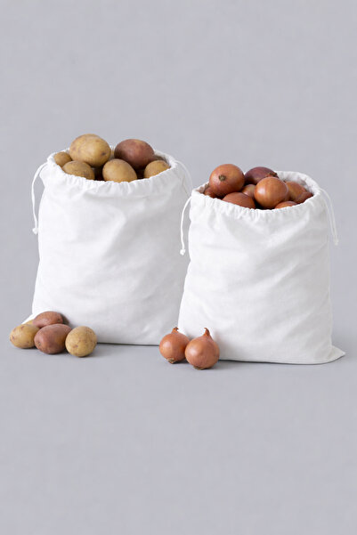 cherila %100 Pamuk Keten Sebze Saklama Torbası 50x70 cm – Patates & Soğan İçi...