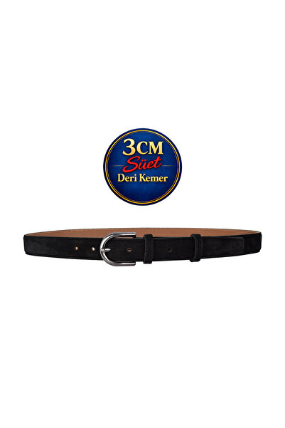 GoDeri Prava koža , 3 cm crna nikl boja Sa kopčom , crna Antilop , šivane kla...