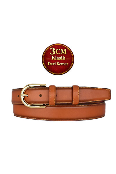 GoDeri Prava koža , 3 cm zlatna boja Sa kopčom , bež, šivane klasične ženske ...