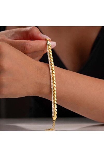 Gumush Gümüş Gold Pullu Su Yolu Kadın Bileklik