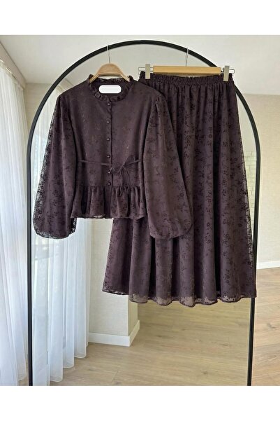 MY QILAM Women's Two-Piece Suit with Hijab Skirt Flok B Printed D Lace Detail...