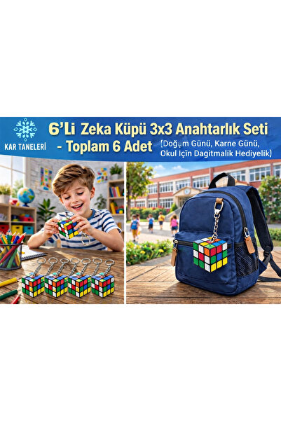 KAR TANESİ 6’lı Zeka Küpü 3x3 Anahtarlık Set – Doğum Günü Hediyelik, Karne Gü...