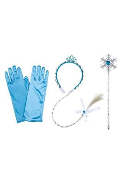 Jumbo Set Prințesă Mănuși cu Baghetă Roșie și Coroană, Turcoaz - 3 buc.
