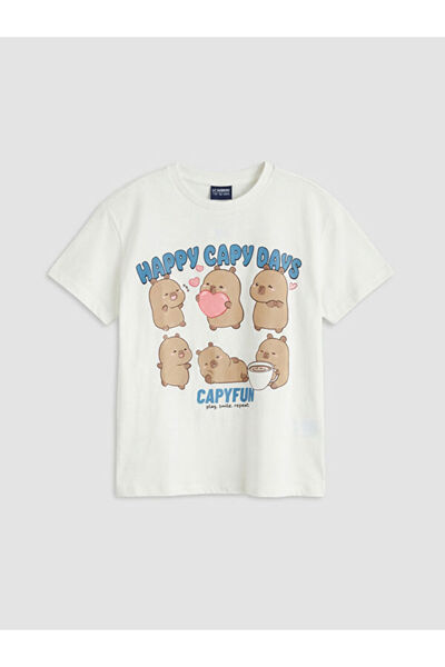 LC Waikiki RMZ GİYİM FARKIYA تي شيرت بناتي مطبوع بياقة روبا كابيفون