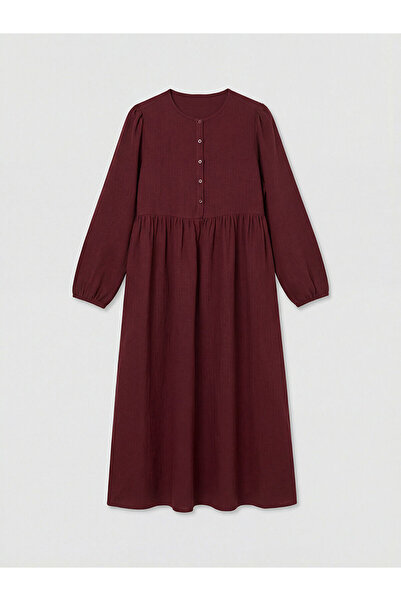 LC Waikiki Özmarka Νέας Σεζόν Φόρεμα με λαιμόκοψη Με σούρες από μουσελίνα