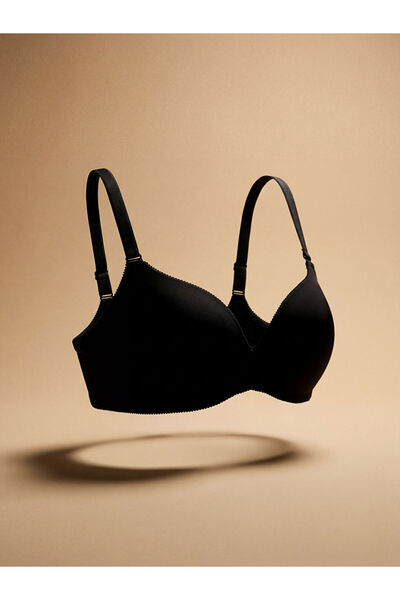 LC Waikiki Sutien negru fără sârmă fără burete, tip tricou simplu