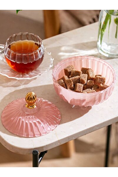 LC Waikiki LCW HOME Pembe Cam Şekerlik 11 Cm