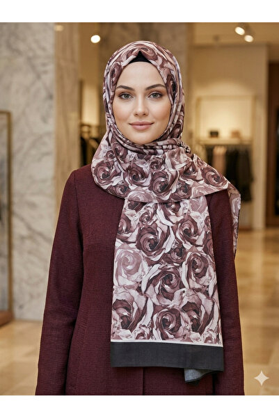 REMOMODA Patterned Floral Model Chiffon Shawl Italian Soft Shawl High Quality