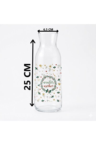 TEKNO İSTANBUL LAV Winter Wishes Desenli 1200 cc Cam Sürahi Dekoratif Başucu ...