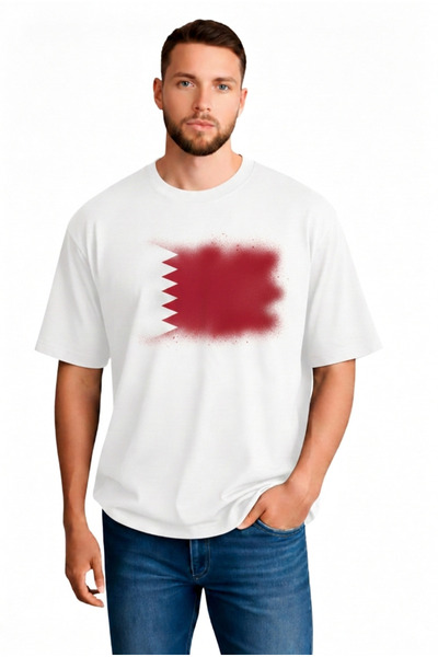 sngl Ανδρικό μπλουζάκι oversized Bahrain Flag με τύπωμα με κοντό μανίκι S M L...