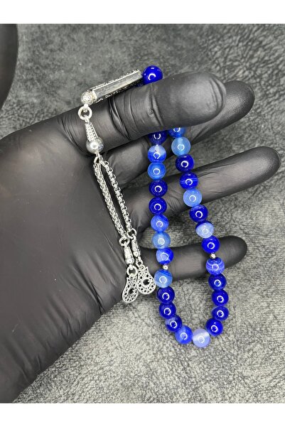 Mos Tespih High-End Mineral Blue Agate Stone Natural Stone Prayer Beads