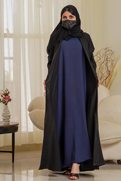 Hasnaa Abaya Navy blue sleeveless abaya dress