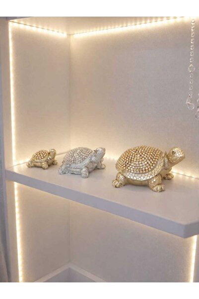 rakaymu Polyester Dekoratif Kristal Taşlı 3 lü Kaplumbağa Biblo
