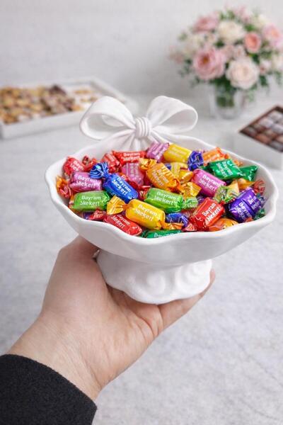 ESBODESİGN BAYRAM ŞKERLİĞİ-3D Baskı Fiyonklu Dekoratif Şekerlik – 15x10 cm