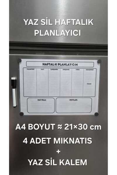 URDE Yaz Sil Haftalık Planlayıcı Magnet-Mıknatıslı Buzdolabı Panosu, Yaz Sil ...