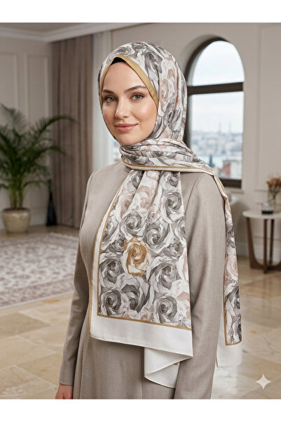 REMOMODA Patterned Floral Model Chiffon Shawl Italian Soft Shawl High Quality