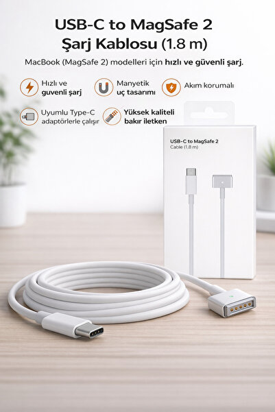 Beruflic Macbook Air 11 Modeli (2012-2015 ) Mıknatıslı Typec Şarj Kablosu 1,8...