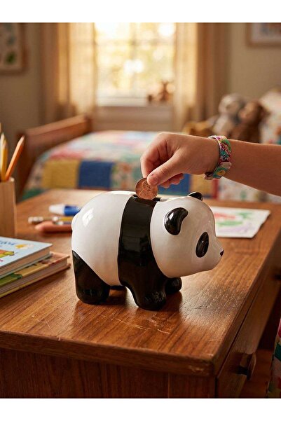 KRISTALAZER Sevimli Panda Kumbara – Dekoratif Çocuk Para Biriktirme Kutusu