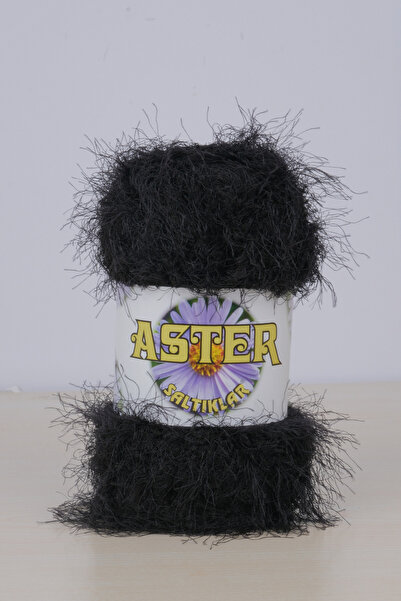 SALTIKLAR خيط حياكة ريشي من أستر - 100 جرام / 55 متر أسود-100