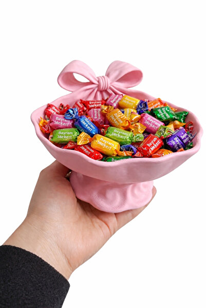 ESBODESİGN BAYRAM ŞKERLİĞİ-3D Baskı Fiyonklu Dekoratif Şekerlik – 15x10 cm