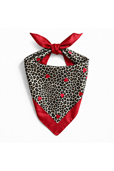 KUMSAL AKSESUAR Leopar Desenli Fular Bandana 55x55cm