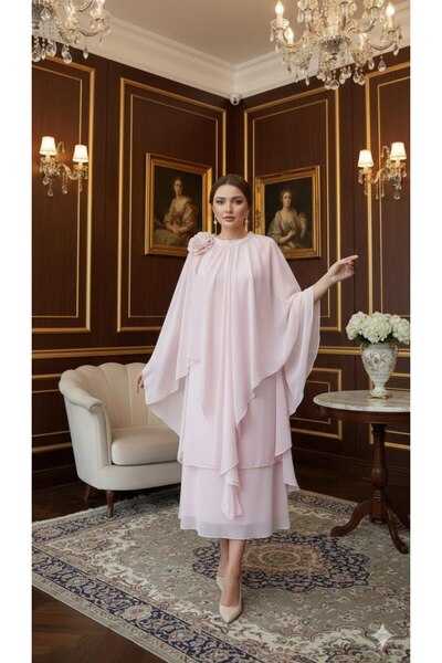 NASMA عيدك بسيط وانيق فستان شيفون ناعم