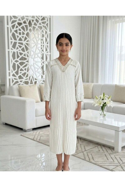 alqarat "Summer Pearl" Pleated Jalabiya