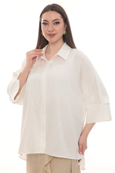 Brillo Oversized Relaxed Fit Linen White Shirt