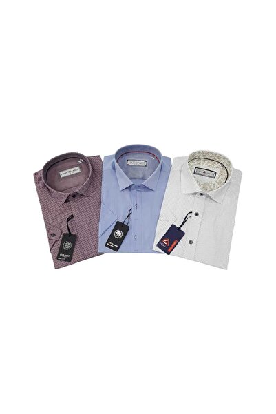 Louis Fabel 3-Piece Slim Fit Men's Short Sleeve Shirt Set – Size m