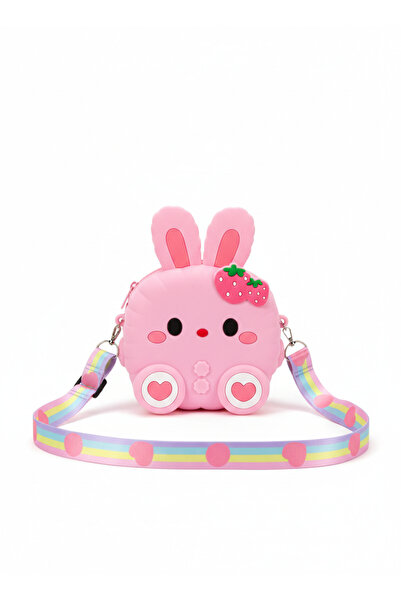 synshop Tavşan Pembe Çilekli Silikon Çapraz Ayarlı Askı Omuz Çantası Kadın Ge...