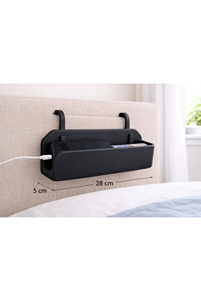 StudioAslanDesign Yatak Yanı Organizer Askılı Telefon Tutucu Şarj Bölmeli Çok...