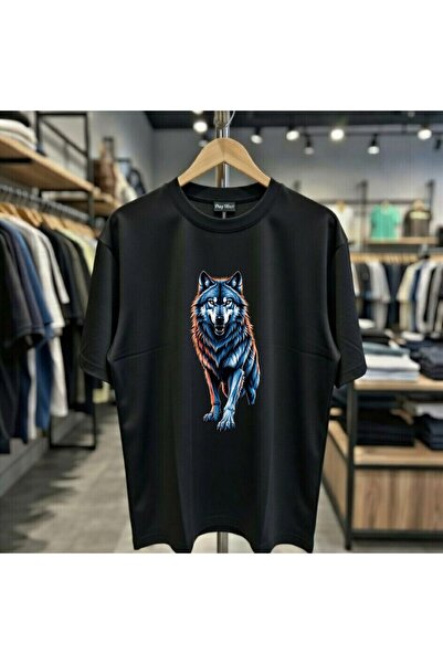 playwear Tricou cu imprimeu Noble Wolf, 100% bumbac, oversize, croială lejeră...
