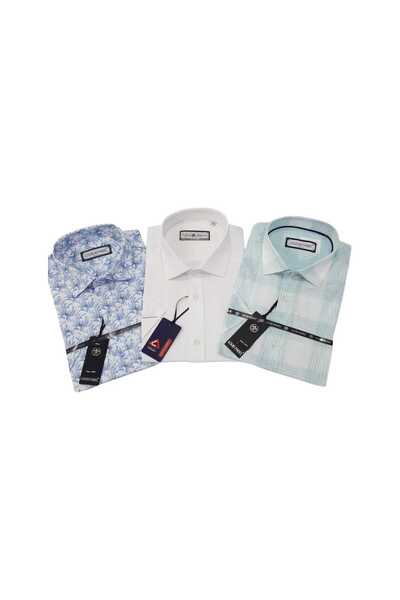 Louis Fabel 3-Piece Slim Fit Men's Short Sleeve Shirt Set – Size m