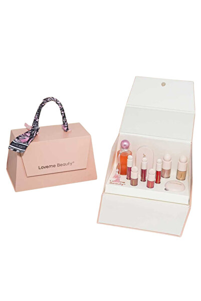 LOVEME BEAUTY شنطة مكياج المتكاملة:بكج هدايا ملكي يحتوي على مجموعة أرواج وظلا...