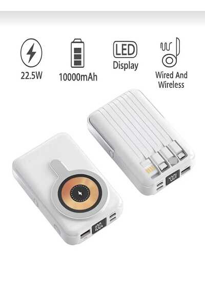 ACL 10000mAh Magsafe Kablosuz Powerbank 15W & USB 22.5W Type-C PD Hızlı Şarj ...
