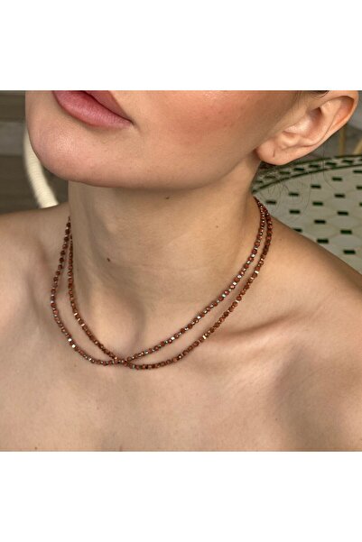 cicekartstudio قلادة نسائية من الفولاذ بحجر النجمة مع تفاصيل من الهيماتيت