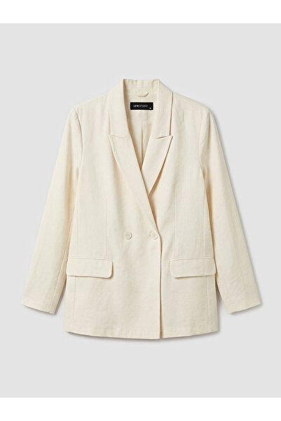 LC Waikiki LCW STUDIO Γυναικείο Σακάκι Μπλέιζερ σε Εκρού χρώμα με Διπλό Γιακά