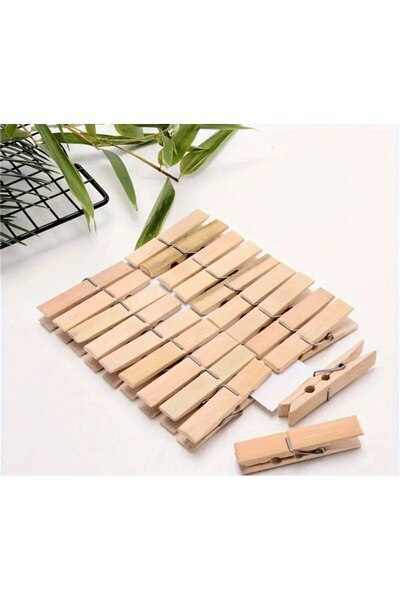 Saatistan 50 Pieces of Wooden Clothes Pegs, Durable and Stylish Wooden Pegs