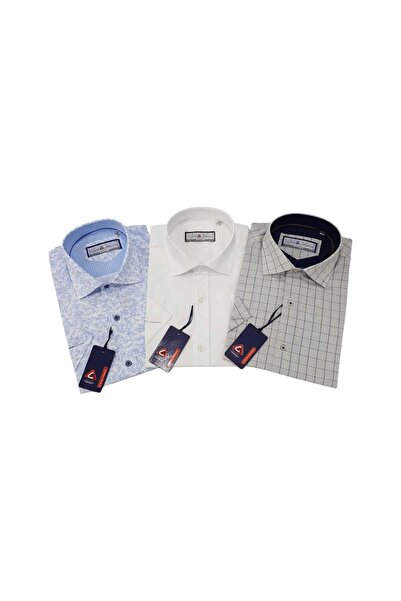 Louis Fabel 3-Piece Slim Fit Men's Short Sleeve Shirt Set – Size m