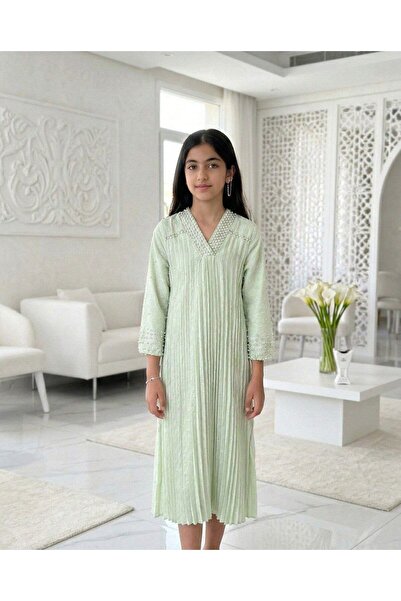 alqarat "Summer Pearl" Pleated Jalabiya