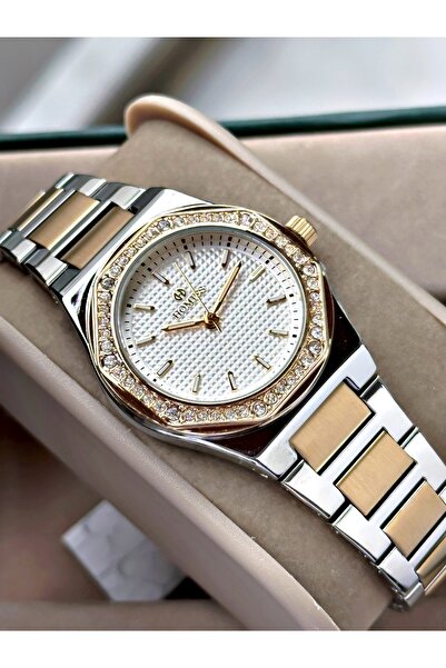 Homies Gold Silver Color Stone Model Steel Women's Wristwatch + Bracelet