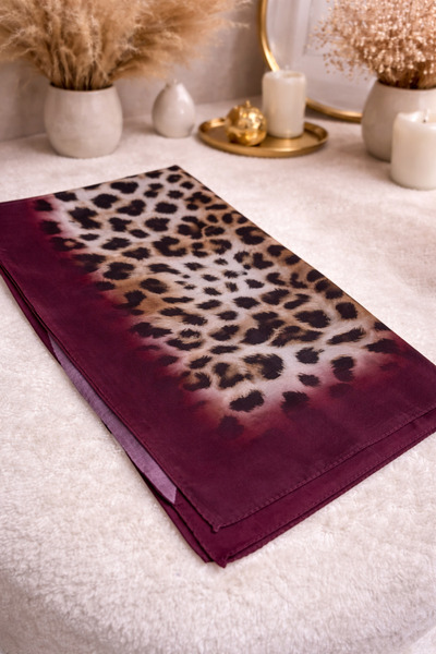 Ebruli Leopar Desen Pamuklu Şal