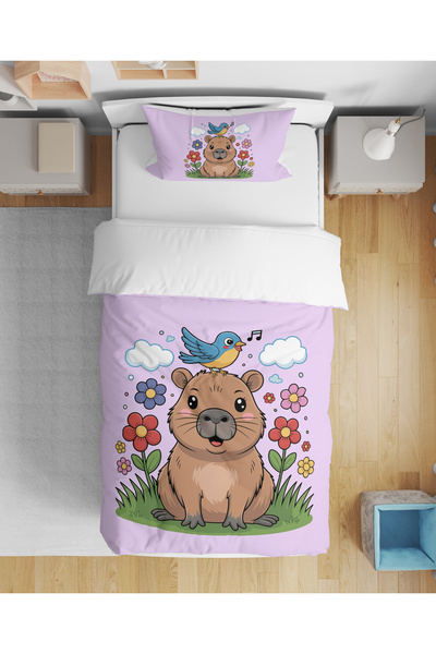 Home كابيبارا منقوش 3D طباعة رقمية لي مفرد ملاءة سرير سيز كيتس جيرل طقم غطاء ...