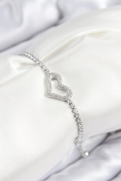 online kapsulavm avm alışveriş Brass Zircon Stone Heart Model Silver Color El...